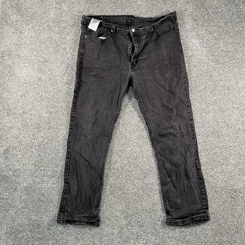 Levis 514 Mens 38x30 Straight Fit Jeans Black Faded Denim Pants 00514-0211